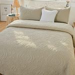 Brandream Beige Damask Quilt Set Qu