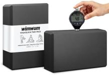 Wimwum High Density EVA Yoga Blocks 2 Pack, 280g Pro-Level Exercise Brick (46-50 Shore C Firmness), Odor-Free & Non-Slip Foam Props for Yoga, Pilates & Stretching, black
