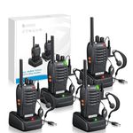 eSynic 4Pack Professional Walkie Talkies for Adults Rechargeable Walkie Talkies 16CH Two Way Radio Hand Free VOX Walkie Talkie With Earpieces& LED Lights Wonderful Gifts For Adults Kids etc