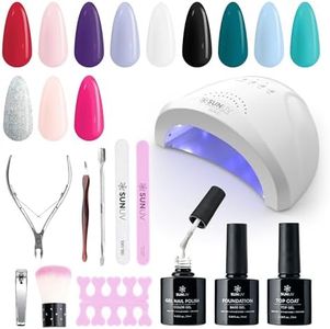 SUNUV Gel Nail Polish Kit with UV Light, Gel Polish Nail Kit Base and Glossy Top Coat Gel Nail Set 12 Colors Manicure Tools Gift for Woman