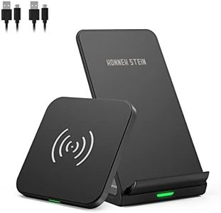 KONNEK STEIN Wireless Charger [2 Pack], Fast 10W Wireless Charging Pad Station Bundle, Qi-Certified, No AC Adapter, Compatible with iPhone 13/12/11/11 Pro Max/XS, Galaxy S20/S10, AirPods 3