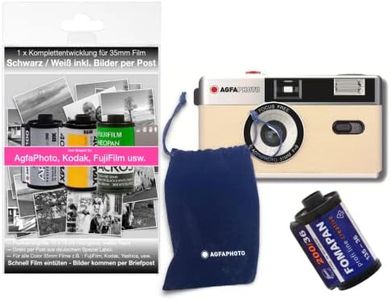 AgfaPhoto Analogue 35 mm Photo Camera in Complete Set: Film + Battery + Development Kit for up to 36 Black/White Pictures (by Post)