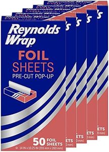 Reynolds Wrap Pre-Cut Pop-Up Aluminum Foil Sheets, 14 x 10.25 Inches, 50 Sheets (Pack of 5), 250 Total