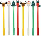 Lopenle 12PCS Novelty Christmas Pens Reindeer Pens Santa Claus Pens Cute Elk Pens Christmas Tree Pens For School Office Gift Party Stocking Stuffers