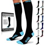 SB SOX Lite Compression Socks (15-20mmHg) for Men & Women - Best Stockings for Running, Medical, Athletic, Edema, Diabetic, Varicose Veins, Travel, Pregnancy, Shin Splints, Nursing. (Black/Blue, S/M)