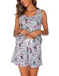 ENJOYNIGHT Womens Shorts Pajama Set Sleeveless Pj Summer Sleepwear Cotton Tank Top Pyjama(X-Large,Dog)