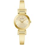 Bulova Marc Anthony Ladies Modern Diamond Stainless Steel Bangle Bracelet Watch, Gold/Champagne Dial, Quartz Watch