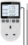 KETOTEK KT3100BL Digital Thermostat Plug Socket UK VA LCD Display Temperature Controller Outlet 16A 100-250Vac Blue Backlight with 3m Temperature Sensor for Reptile,Incubator,Greenhouse,aquarium