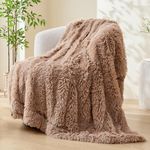 GONAAP Fuzzy Faux Fur Throw Blanket Taupe Super Soft Cozy Plush Fuzzy Shaggy Blanket for Couch Sofa Bed (Taupe, Throw(50"x60"))