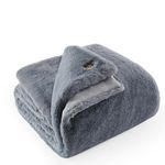 UGG 11069 Euphoria Plush Faux Fur Reversible Throw Cozy Fuzzy Fluffy Blanket for Couch Bed Hotel Style Luxury Machine Washable Home Decor Luxurious Soft Throws for Sofa,178 x 127-cm, Chambray