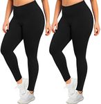 MOREFEEL Plus Size Leggings for Women-Stretchy X-Large-4X Tummy Control High Waist Spandex Workout Black Yoga Pants