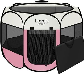 Love's cabin Pet Puppy Dog Playpen, Large Dog Tent Crates Cage Indoor/Outdoor, Portable Playpen for Cat, Foldable Pop Up Dog Kennel Playpen with Carring Case, Removable Zipper Top, Pink
