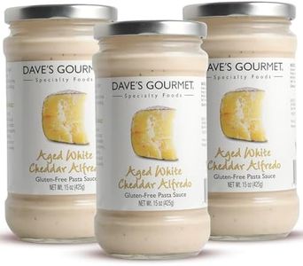 Dave's Gourmet Aged White Cheddar Alfredo Pasta Sauce, Rich & Creamy Flavor, Ideal for White Pizza, Enchiladas & More, Gluten-Free, 15 oz Jar, 3-Pack