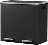 SONGMICS Recycling Bin, Double Trash Can, 2 x 24L, with 2 Compartments, Soft-Close Lids, Pedals, Plastic Inner Buckets and Carry Handles, Black LTB48BK