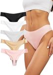 DingLu Womens Seamless Thongs No Show G-String Underwear Pack of 5（Multicolor-A,10）