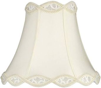 Cream Scalloped Gallery Medium Bell Lamp Shade 7" Top x 14" Bottom x 12.5" High (Spider) Replacement with Harp and Finial - Springcrest