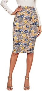 Floerns Women's Plaid Print High Waist Knee Length Bodycon Pencil Skirt Multi S