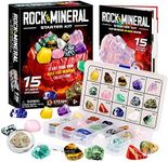 Dr. Daz 15 Rocks Collection Gemstone Collection 15 Big Rock Gem Mineral Kit for Kids Education Gift for Birthday Party & Classroom, Collection Box & Stone Educational Sheet Incldued