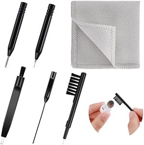 6 piezas de kits de limpieza de audífonos profesional amplificador auditivo cepillo de limpieza destornillador, limpiador de ventilación de tela, accesorios de audífonos