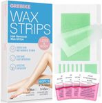 GREBIKE 60PCS Wax Strips for Hair Removal - Facial Hair Removal for Women - Waxing Kit for Women, Face, Body, Arms, Legs, Chest, Back, Bikini & Brazilian 60ct Waxing Strips & 4Calming Oil Wipes