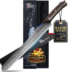 SYOKAMI Multifunction Carving Knife, 12 Inch High-Carbon Japanese Style Brisket Knife with Wood Handle, Damascus Pattern Full Tang Design, Razor-Sharp Slicing Knife for Meat Cutting with Gift Box