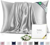 Texbee Silk Pillowcase, 22 Momme Mulberry Silk Pillowcases for Hair and Skin Health, Soft Smooth Breathable Cool Satin Pillow Case for Beauty Sleep, with Gift Box, 1pc (Queen 50x75 cm, Dark Grey)