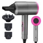 YHANNI Hair Dryer 1800W with Negative Ion Technology:Fast Drying, Low Noise, 2 Concentrator Nozzles, 1 Diffuser - Perfect for Home, Salon, and Travel