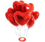 AMFIN® (Pack of 10) 18 Inch Red Heart Shaped Balloons/Heart shape balloons for decoration/Red heart balloons for decoration/valentine balloons decoration/valentine day balloons - Red