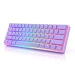 GK61 Mechanical Gaming Keyboard - 61 Keys Multi Color RGB Illuminated LED Backlit Wired Programmable for PC/Mac Gamer (Gateron Optical Yellow, Lavender)