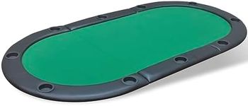 'vidaXL Poker Tabletop for 10 Players - Foldable with Faux Leather Armrest, Cup Holders, and Green Felt Surface