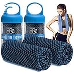 BOGI Cooling Towel 2 Pack, Cooling Towels for Neck and Face, 40"x12" Ice Towel for Instant Cooling Soft Breathable Chilly Towel for Yoga Golf Gym Camping Running Workout & More Activities (NBlue2)