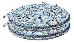 Honeycomb Indoor/Outdoor Beryl Pacific Blue Round Seat Cushions: 2 Pack, Weather Resistant Fabric with Durable Foam Filling, Stylish and Comfortable Patio Cushions: 15.5" x 15.5" x 1.5"