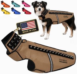 CoyoteVest SpikeVest Dog Harness Vest for Small Dogs, Reflective Dog Vest with Spikes to Shield Your pet from Coyotes, Raptor and Animal Attacks, Anti Hawk Vest, Made in USA (L-Texas Tan)