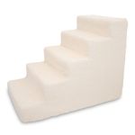 Best Pet Supplies Bps-5-Step Foam Pet Stairs/Steps-White Lambswool (30-Inch Lx 15-Inch Wx 23-Inch H)