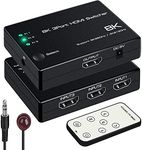 8K@60Hz HDMI 2.1 Switch 3 in 1 Out,NEWCARE 4K@120Hz HDMI Switcher 3 Port, 8K HDMI Auto Switch 3X1 Selector with IR Remote for Xbox,PS5,PS4,UHD TV, Support 48Gbps, HDCP 2.3,HDR 10+, 1080P@240Hz