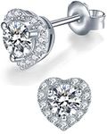 IMOLOVE Moissanite Stud Earrings Lab Created Diamond Earrings in Sterling Silver Ring with 18K White Gold Plated for Women Men D Color Round Cut