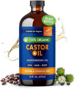 100% Organic Castor Oil 16 fl. Oz | Premium Glass Bottle Pack | Pure & Unrefined | Natural Moisturizing Oil for All Hair & Skin Types, Face, Eyelashes Growth, Eyebrows and Body Care | Now Hexane Free