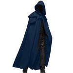 Men Gothic Cloak Wizard Hooded Robe Cape Renaissance Patchwork Cloak Shawl with Collar Knight Costume Lace Up Retro Gothic Shoulder Cowl Vintage Cape Medieval Goth Gown Halloween Cosplay Costume