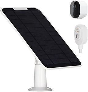 Upgrade 5W Solar Panel Charging Compatible with Arlo Pro 3/Pro 4/Pro 5S/Ultra/Ultra 2/Go 2 Continuous Power Supply IP65 Weatherproof with 9.8ft Charging Cable and Adjustable Wall Mount 1Pack