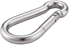 Tirmokaso® Fitness M8x80mm Heavy Duty Safety Lock Cable Attachment,Stainless Steel Spring Snap Hook Carabiner Swing Connector Multipurpose,SnapHook for Weight-Lifting Mountain Climbing Gym Silver 2pc