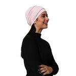 SAKUCHI Chemo Silky Soft Slouchy Snood Bamboo Cap Beanie for Women | Under Hijab Wear Cancer Hair Loss Turban Hat Headwear Pink