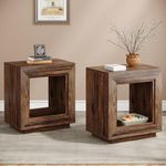 Tribesigns 24" Farmhouse End Table, 2 Tiered Side Table with Shelf Storage Industrial Sofa Side Table Nightstand for Living Room (2, Brown)