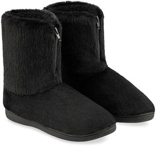 Chaussons Femme Bottines Pantoufles Bottes Fourrées Bottine Femme Fille Ado Confort Hiver Tailles 36-41 (Noir, 36 EU)