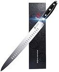 TUO Slicing Knife - 12 inch Slicing Carving Meat Cutting Knife - Bread Knife - German HC Steel - Full Tang Pakkawood Handle - Black Hawk Series with Gift Box