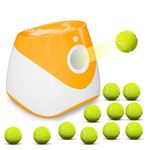 Ubistar Automatic Dog Ball Thrower Launcher with 12 Packs Tennis Balls, Rechargeable Ball Launcher Thrower Distance 10-30ft, Interactive Dog Fetch Machine Toy for Small Dogs (Orange)