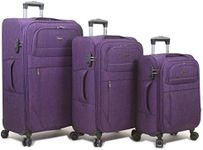 Dejuno Aurora Lightweight Denim 3-Piece Spinner Luggage Set, Purple