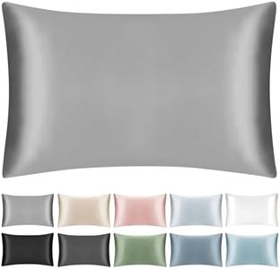 SILKTALE 100% Mulberry Silk Toddler/Travel Pillowcase,Both Sides 19MM Silk Small Pillow Case with Hidden Zipper for Kids/Baby 1pc, Silver Gray,13"x18"