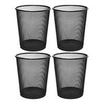 VeleSolv Mesh Metal Dustbins, Pack of 4 (13L) Metal Mesh Multipurpose Open Top Waste Recycling Bins for Home/Office/School/Hospital-Black