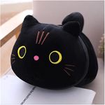 19.6 inch Black Cat Plush Stuffed Cat, Cat Plush Pillow Soft Toy Cute Plush Cat Gifts for Children, Animal Shaped of Pillow Chubby Plush Toy in Bed and Sofa , Cuddly Pillow Black Cat Pillow