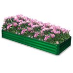 SogesPower Raised Garden Bed,8 x 3 x 1 Ft Metal Galvanized Raised Planter Box Kit with Injury-Proof Edge,Outdoor Elevated Garden Box for Vegetables, Flowers, Herbs and Succulents,Grass Green